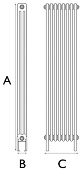 Enderby 3 Column Steel Radiator 1910mm 10 Section Spec